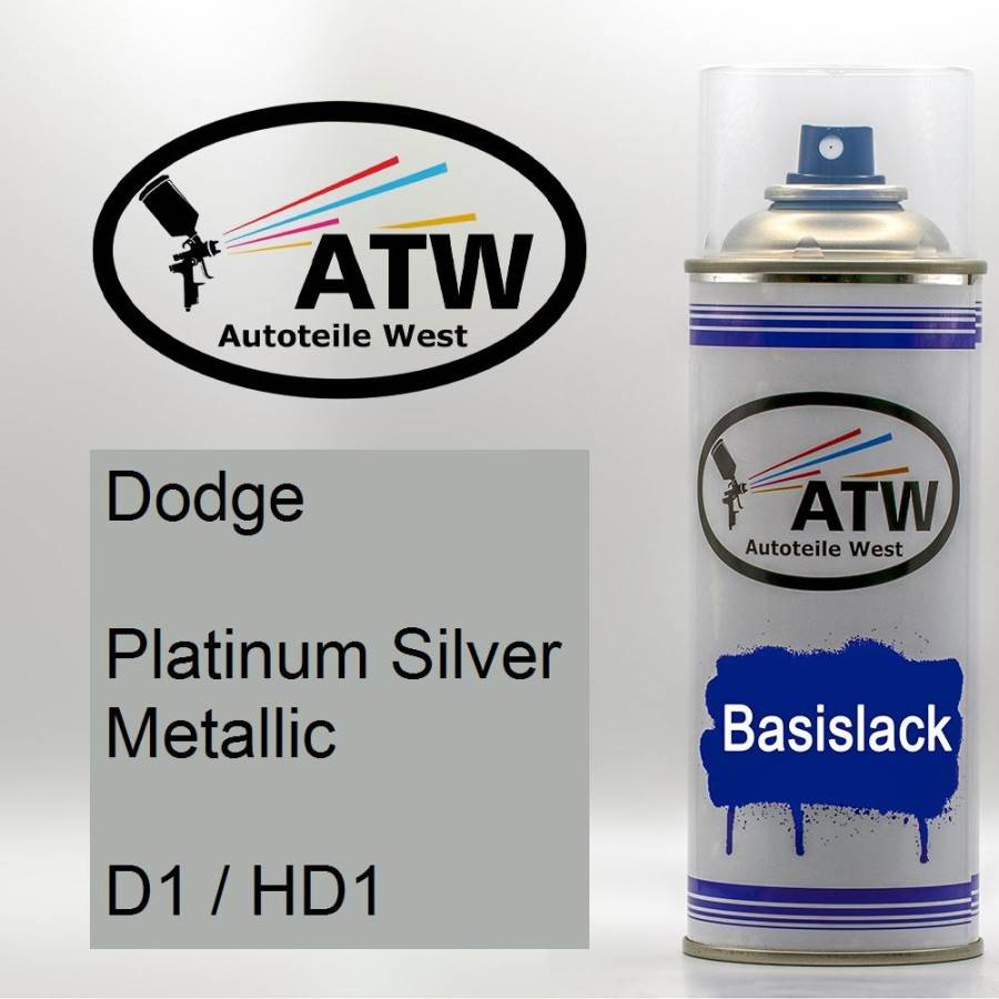 Dodge, Platinum Silver Metallic, D1 / HD1: 400ml Sprühdose, von ATW Autoteile West.